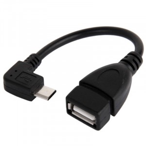 OTG kabel 90 stupňový MicroUSB / USB černý 13cm