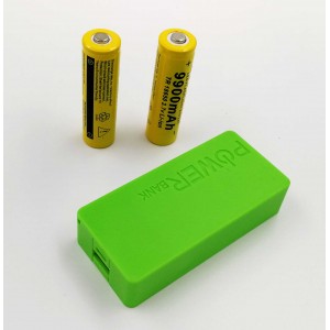 USB Power Banka na 2x 18650 baterie zelená