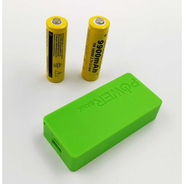 USB Power Banka na 2x 18650 batérie zelená