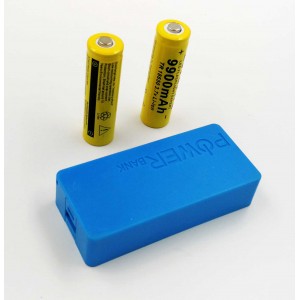 USB Power Banka na 2x 18650 baterie modrá